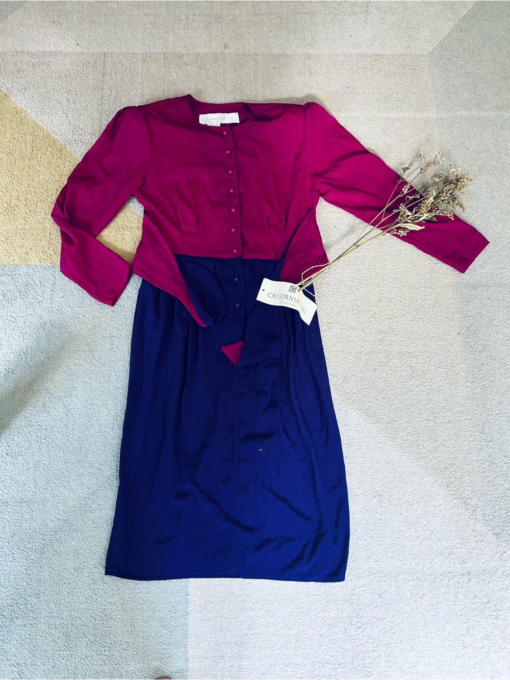 California Girl by Dorothy Samuel Colorblock  Long-Sleeve Dress